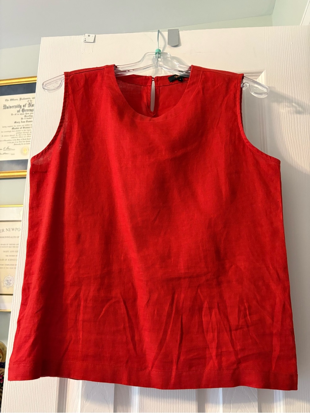 Quince Red Sleeveless Linen Shell Top